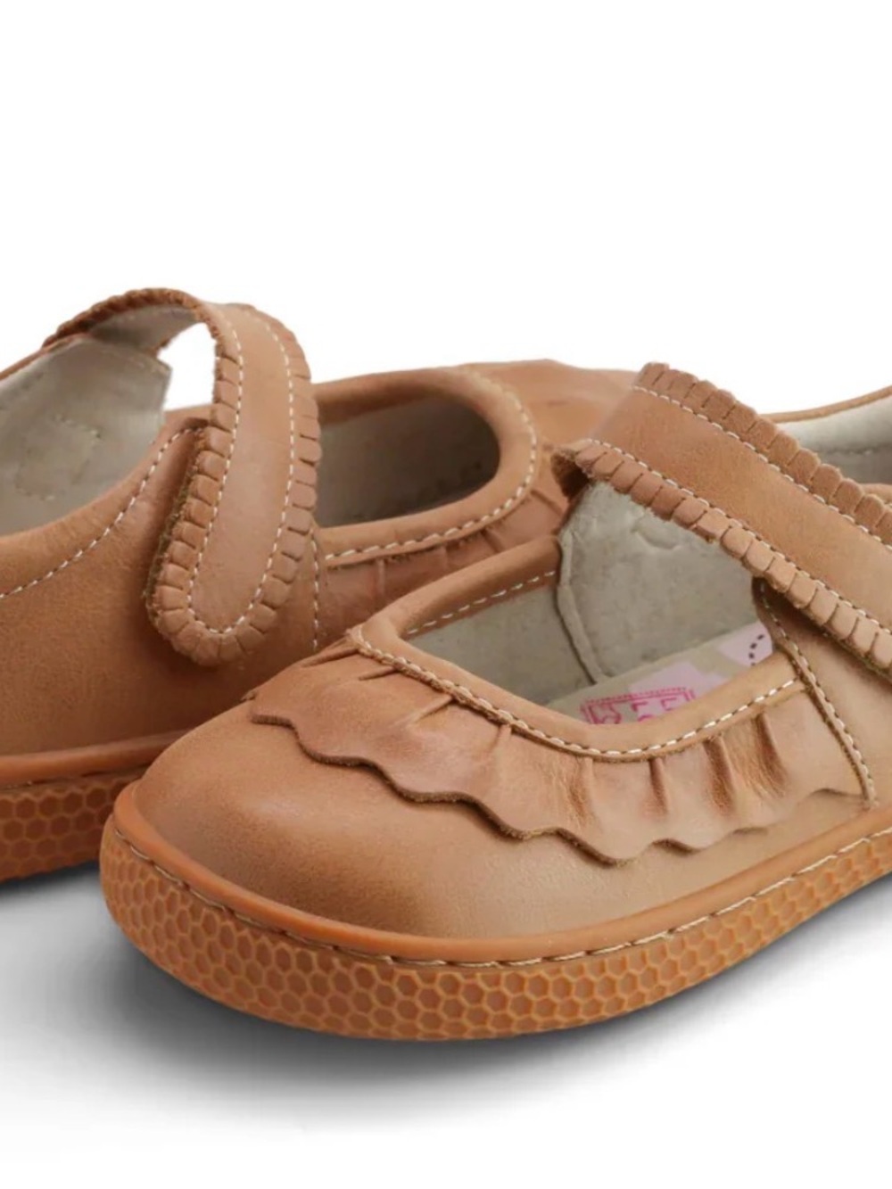 Livie and Luca Mary Jane Caramel Ruche Leather Shoes Sz 13